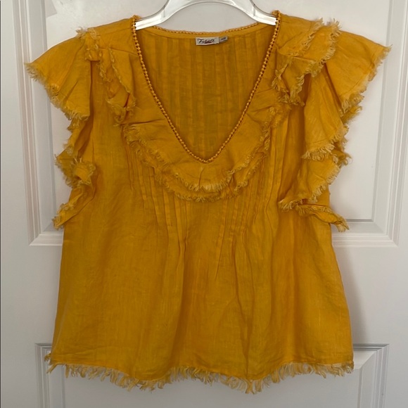 Faherty Yellow Ruffle Blouse - Picture 4 of 7